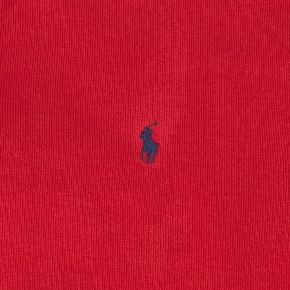 Polo Ralph Lauren Mens XL Red 100% Cotton Quarter Zip Pullover Sweater Logo